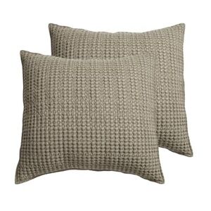 Levtex Home - Mills Waffle - Euro Sham 2 Taupe - Sham Size (26x26in.), No Insert